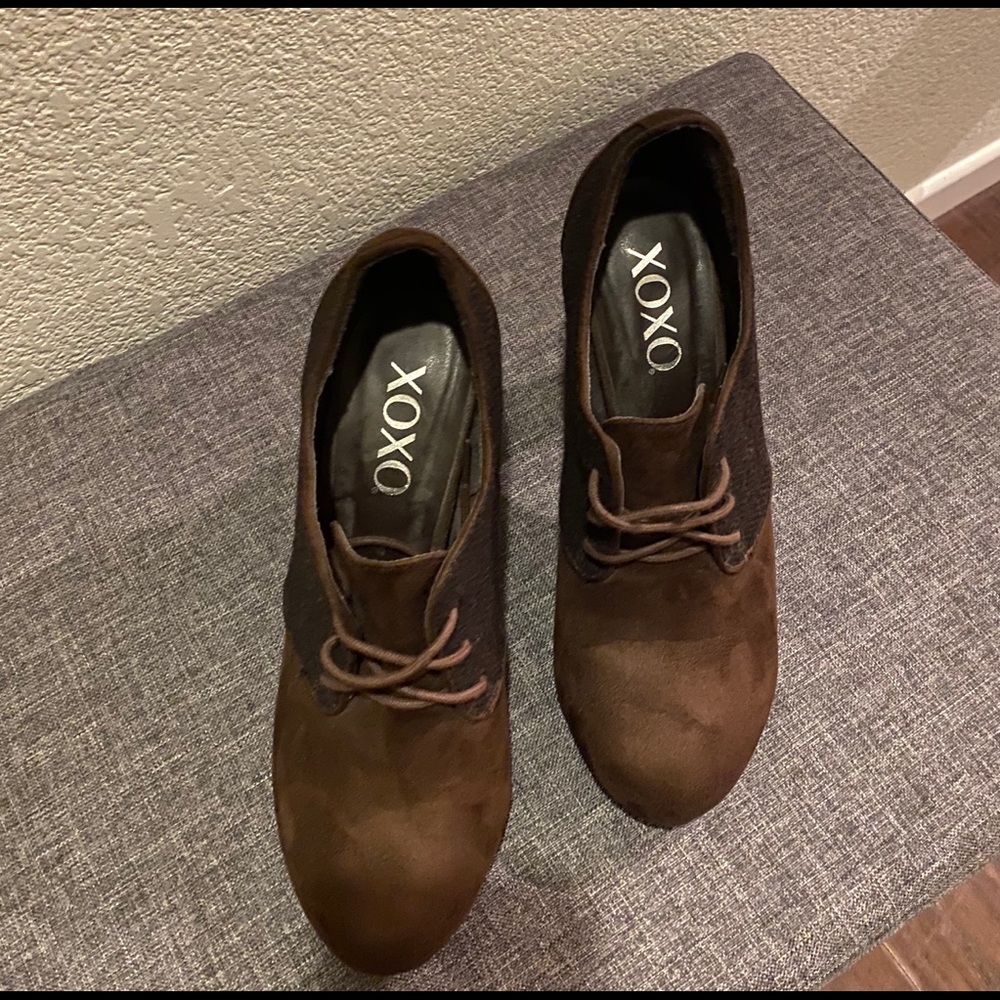 XOXO Jasmine Suede Ankle Bootie 4" Heel